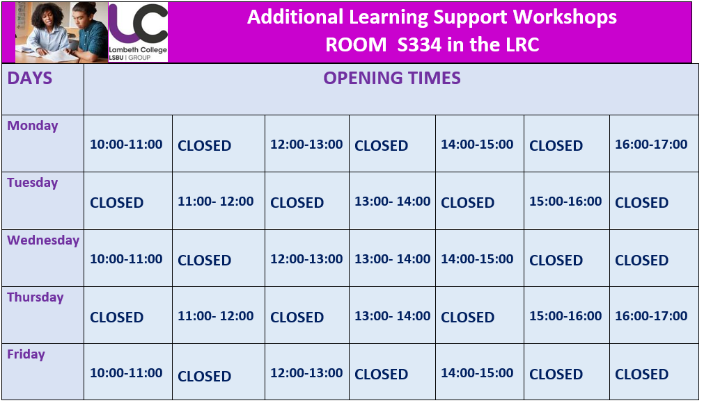 Additional Learning Support Workshops