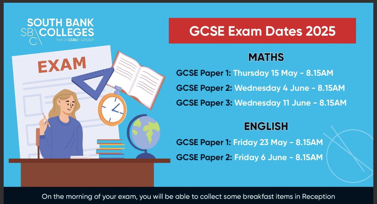 Exam dates Maths and English 2025